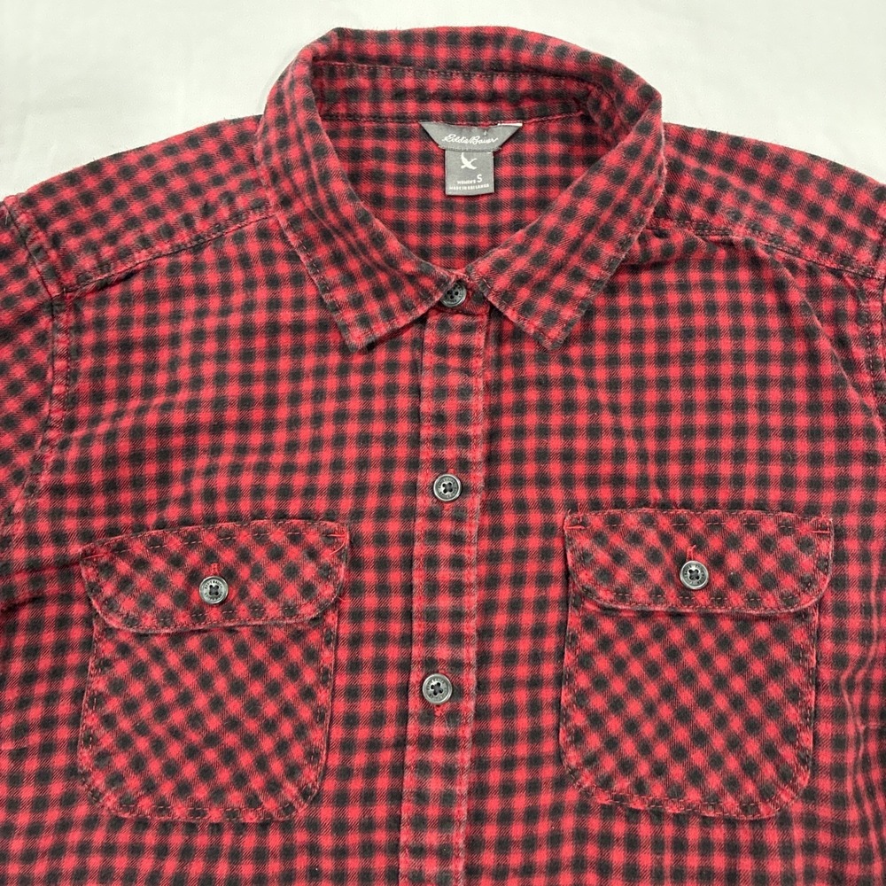 Eddie Bauer Flannel Shirt Women's Size Small Red Plaid 100% Cotton